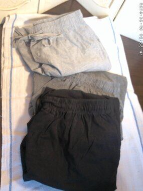 3 Pair Men's Athletic Lounge Pants Wenouy Size L Grey, Black, & Dark Grey